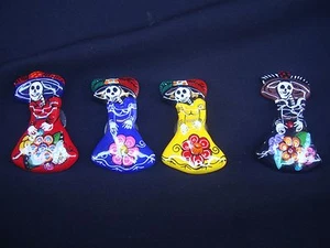 4er Set Catrina Magnete. handgefertigter Modus, handbemalte Küchenkunst Mexiko - Bild 1 von 5