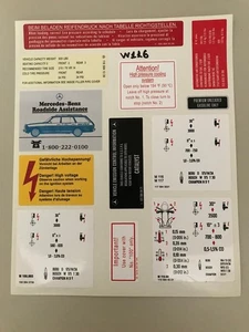 Hinweisschilder Aufkleber Sticker Warnhinweise für Mercedes W116 S-Klasse NEU - Picture 1 of 1