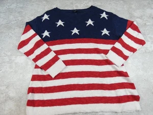 Talbots Pullover Damen Medium Pattie blau USA Flagge Leinenmischung weicher Pulli - Bild 1 von 10