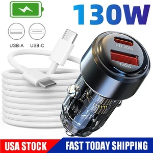 Mini Cargador Coche 130W USB PD Carga Rápida Para Samsung S25 S24 S23 S22 Ultra + - Imagen 1 de 18