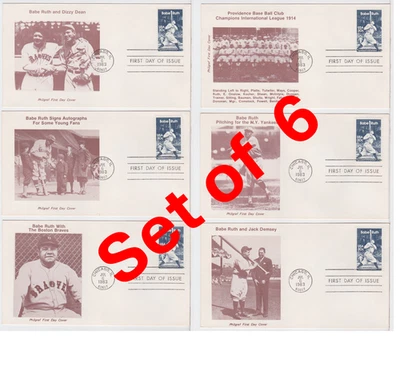 TurtlesTradingPost- Babe Ruth- 1983 #2046 FDC- Philgraf Cachet- Set of 6 - Image 1 of 3