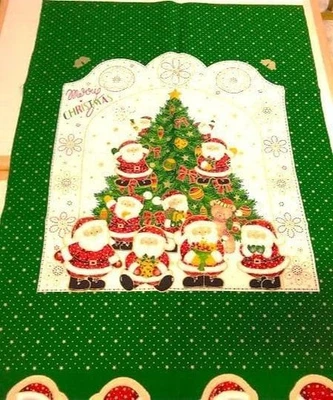 Christmas Panel Tapestry Fabric Santa Presents Bright Green B 107×59cm - Image 1 of 4