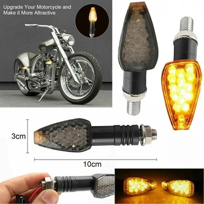 Par de luces intermitentes ámbar para motocicleta 14-LED 12V para Honda Suzuki Foto 1 de 4