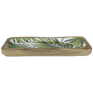 Koopman International 12" Mango Wood Tropical Palm Leaf Design Serving Bowl - Picture 1 of 5