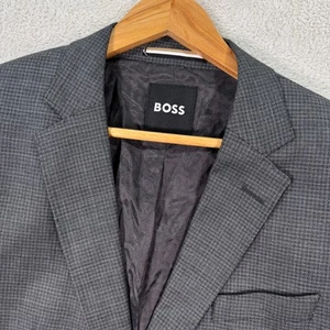 HUGO BOSS Reda Blazer Recent Jacket Mens 42R Gray Wool Stretch Slim Fit Italy - Picture 1 of 12