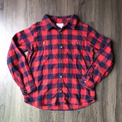 Camisa de franela Hanna Andersson niños 6/7 120 cm rojo azul cuadros búfalo 100 % algodón Foto 1 de 4