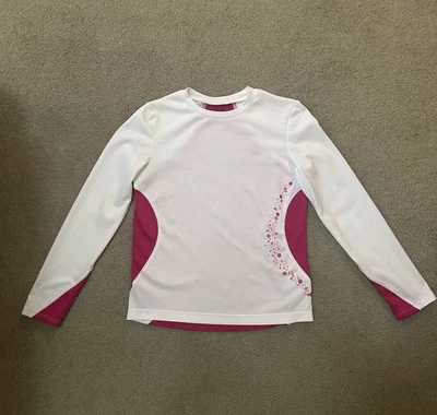 Top ligero de manga larga Champion Girls blanco/magenta talla mediana (10-12) Foto 1 de 4