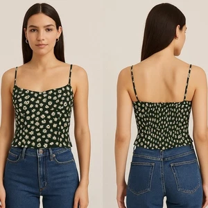 REFORMATION Harley Korsett Crop Top grün geblümt Größe 0/XS - Bild 1 von 9