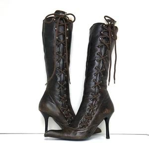 Giuseppe Zanotti Biork 90 Fur Lined Knee High Pointed Toe Leather Boots 37.5 - Picture 1 of 10