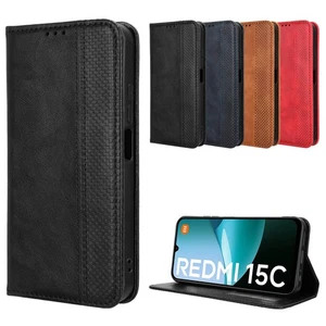 For Xiaomi Redmi 15C 4G Case Shockproof Magnetic Leather Wallet Stand Cover - Picture 1 of 24