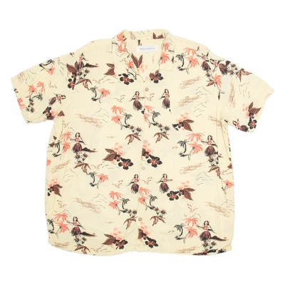 MOLOKAI SUNG VINTAGE Mens Hawaiian Shirt Beige Floral 2XL - Image 1 of 4