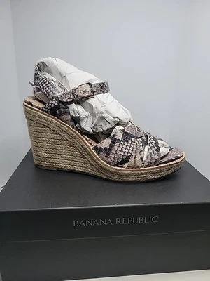 Sandalia de cuña alpargata Banana Republic para mujer 10 M cuero hebilla con estampado de serpiente Foto 1 de 4