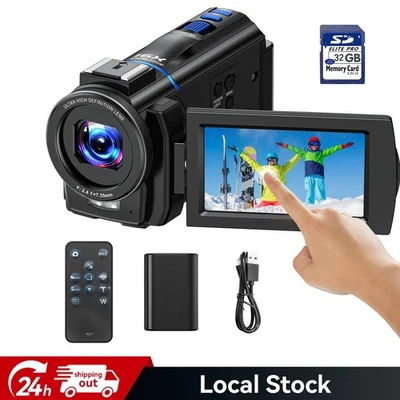 Videokamera 4K HD 48MP Camcorder IR-Nachtsicht 30FPS Touchscreen 16X Digitalzoom - Bild 1 von 4