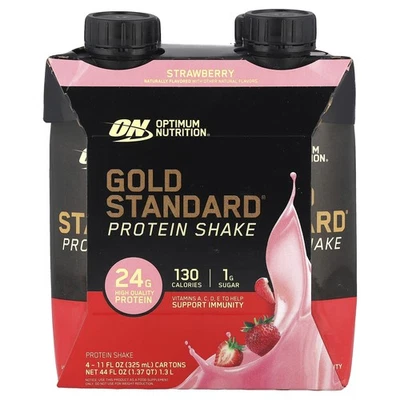 Gold Standard® Protein Shake, Strawberry, 4 Cartons, 11 fl oz (325 ml) Each - Image 1 of 3