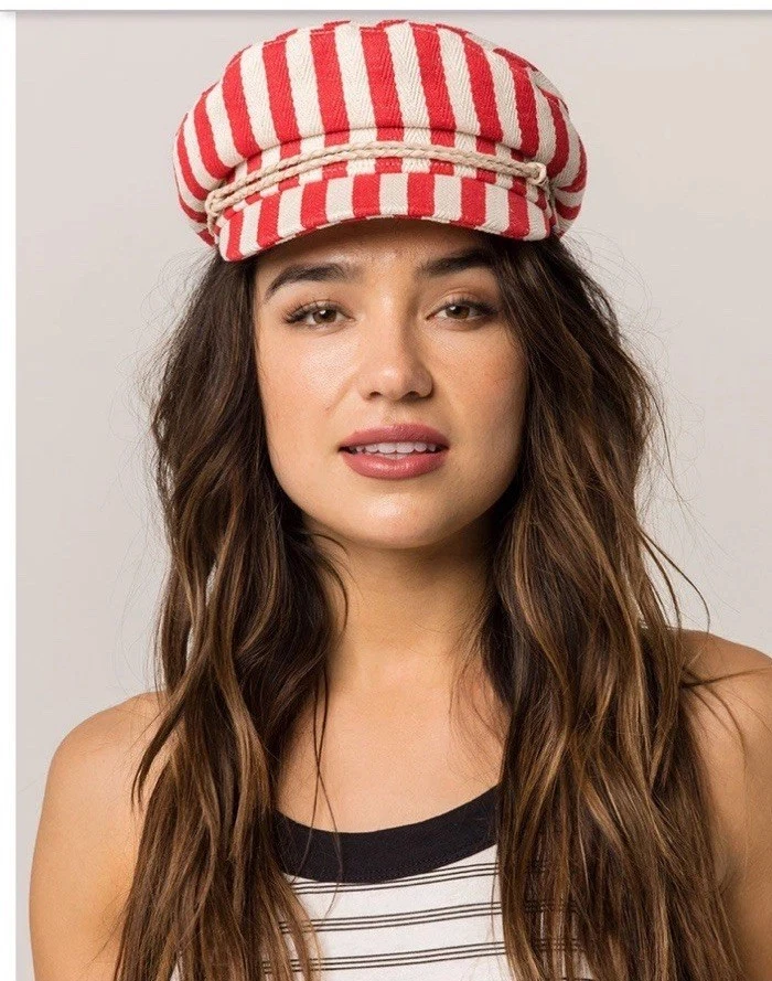 Free People Braxton скрипач крышка красный и натуральный полоски размер M 7 1/4 см новый с Ярлыками - Изображение 1 из 4