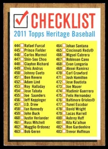 2011 Topps Heritage #6 Checklist: 444-500 - Picture 1 of 2