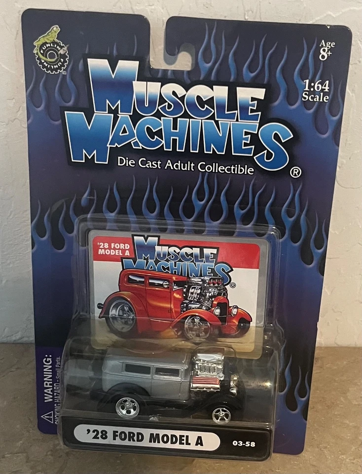 Muscle Machines '28 Ford Model A Silver 1:64 Scale Die-Cast 03-58 - Image 1 of 4