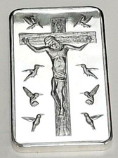 Jesus Christ 10 Commandments Silver Bar God Crucifix Spirituality Easter Old UK