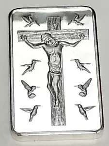 Jesus Christ 10 Commandments Silver Plated Layered Bar God Crucifix Easter Pray - Picture 1 of 12
