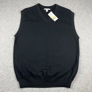 Cutter & Buck Golf Sweater Vest V-Neck Mens Medium Black NWT Knit Lightweight - Picture 1 of 8