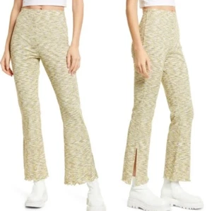 Lisa Says Gah Josie Ribbed Space Dye Flare Pants Size in Honeydew Size Medium - Picture 1 of 4