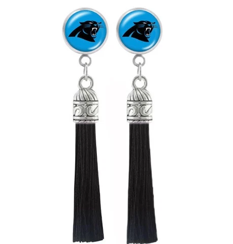 Carolina Panthers Earrings , Tassel Dangle Earrings, Stainless Steel, Football Cover
