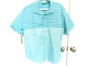 Camisa con botones Cubavera para hombre talla XL turquesa "impresión de flamenco" camisa #1 - Imagen 1 de 5