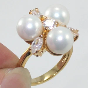 Green Jade 18K Gold Plated Ring Pearl Agate Aventurine Rings Party Jewelry Gifts - Picture 1 of 77