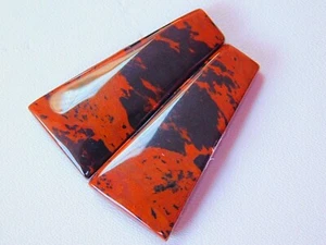 Natural Marconi Jasper Jewelry Making Gemstone Pair Fancy Rectangular Cabochons - Picture 1 of 7