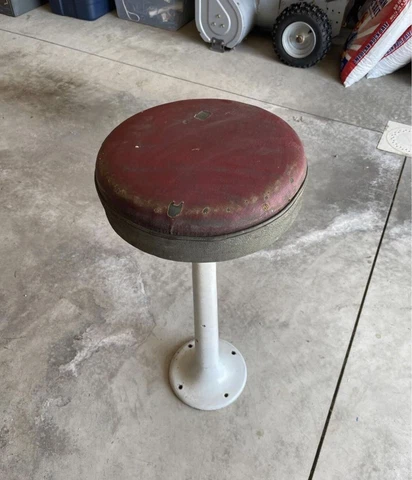 Antique Vintage Ice Cream Parlor Stool Porcelain Enameled Cast Iron Base Cover