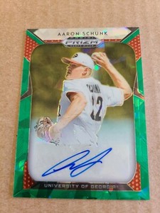 Aaron Schunk 2019 Panini Prizm Draft Picks Baseball Green Ice Autograph 08/18