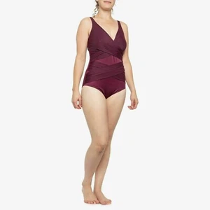Miraclesuit $162 Women's Megan Burgundy One Piece Swimsuit 16 - Picture 1 of 5