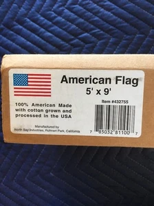 NIB (NEW IN BOX) MADE-IN-AMERICA 100% COTTON HUGE 5'X9' AUTHENTIC AMERICAN FLAG - Picture 1 of 2