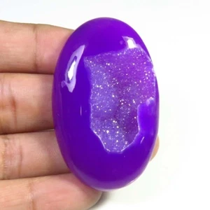 Natural Onyx Druzy Oval Gems 50x30mm 77cts Purple Onyx Geode Agate Cabs OND-1718 - Picture 1 of 10