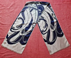 BUFANDA CABALLERO VINTAGE AUTÉNTICA PAISLEY ART BLANCO AZUL RAYÓN LARGA PARA HOMBRE - Imagen 1 de 3