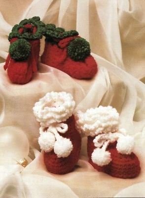 SANTA Booties/Cherries Baby Sweater/Cap/CROCHET PATTERN INSTRUCTIONS ONLY - Image 1 of 2