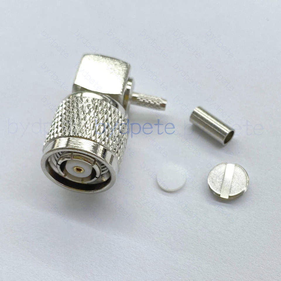 RP-TNC male right angle 90 Deg connector R/A RA crimp for RG174 RG316 Coax cable - Image 1 of 1