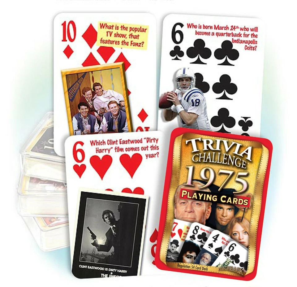 1975 Trivia Challenge Playing Cards: 45th Birthday Anniversary Gift - Image 1 of 1
