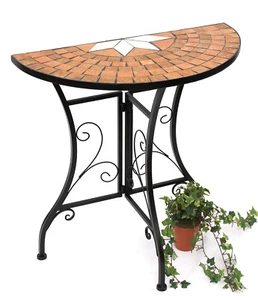 Mesa de consola semicircular DanDiBo mesa de pared mesa auxiliar metal mosaico 70 cm - Imagen 1 de 12