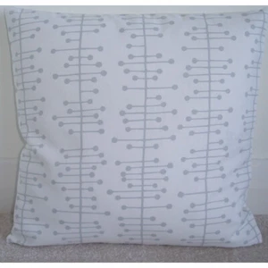 16x16 Silver Grey Cushion Cover MCM Atomic With Zip 16" Dots and Lines 40cm - Picture 1 of 2