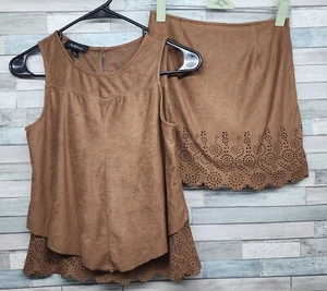 Amy Wear Girls Skirt Set Size Large 14 Top Size Medium 10-12 Skirt Faux Suede - Picture 1 of 7