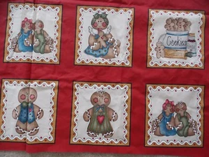 New Vintage Christmas Gingerbread Squares Fabric Dianna Marcum 71" x 44" - Picture 1 of 4