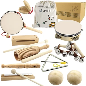 Wooden Music SetโKids Musical Instruments Toys, Natural Wood Percussion Instrume - Picture 1 of 8
