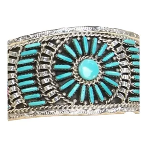Chaco canyon Campitos Turquoise Sterling Silver Statement Zuni Cuff Bracelet-NWT - Picture 1 of 3