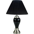 Stylish Silver and Black Table Lamp with Black Shade