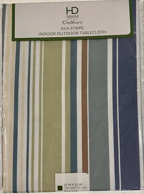 HD Designs Outdoors Square Tablecloth  52”X 52” 100 % Polyester AVA STRIPE - Image 1 of 2