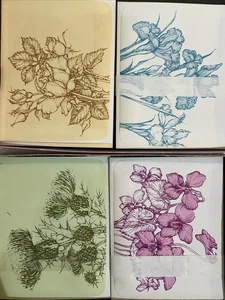 Vintage Retro Stationery Floral Stationary 4 Flowers Cards & Envelope Box Set - Picture 1 of 5