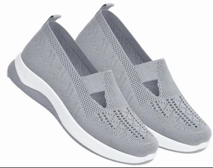 Women'S Woven Orthopedic Breathable Soft Shoes Go Walking Slip on Diabetic Foam - Picture 1 of 16