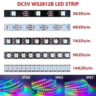 WS2812B LED Strip Streifen 5m WS2812 RGB Licht SMD 5050 Individuell Adressierbar - Bild 1 von 4