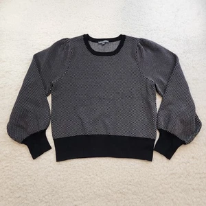 Adrianna Papelle Knit Sweater Jumper M Black White Polka Dot Balloon Sleeve - Picture 1 of 8